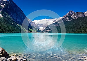 Lake Louise in Banff National Park in the Rocky Mountains of Alb