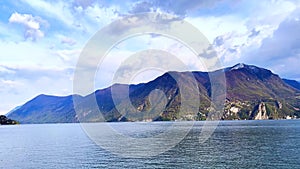 Lake Lugano with Alps in background, Lugano, Switzerland