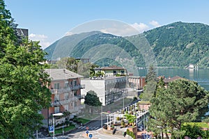 Lake Lugano and Campione d`Italia, Italy. City known for the casino photo