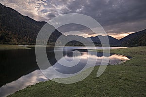 Lake LÃ¶densee during sunset, mountains in background, Bavaria photo