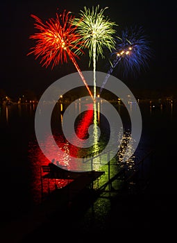 Lake Madison and the City of Madison, South Dakota celebrate the 4th of July with Fireworks