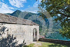 Lake Maggiore, Italy. Town of CaldÃ¨ - Castelveccana overlooking the lake photo