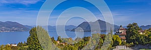 Lake Maggiore, landscape over the lake. background the Alps