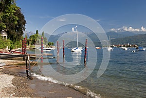 Lake maggiore shoreline, stressa, italy