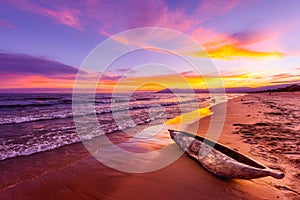 Lake Malawi sunset in Kande beach Africa