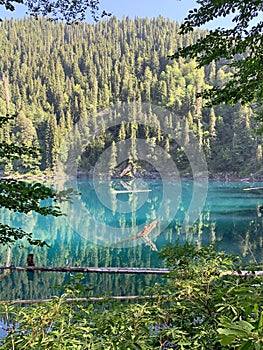 Lake Malaya Ritsa in the summer, Abkhazia