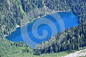 Lake Malaya Ritsa in the summer from high point, Abkhazi