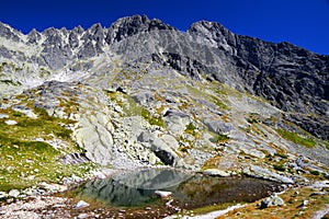 Lake Male Spisske pleso in Mala Studena Dolina, Tatra Mountains, Slovakia.