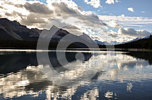 Lake Maligne, perfect reflection, British Colombia, Canada
