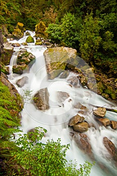 Lake Marian Falls Track, Waterfall in Fiordland New Zealand