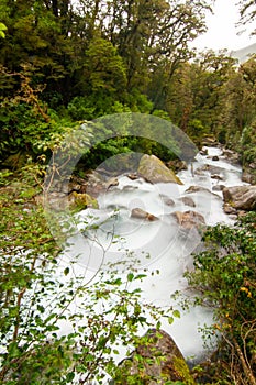 Lake Marian Falls Track, Waterfall in Fiordland New Zealand