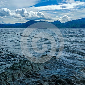 Lake Matano with tidal waves and clear sky