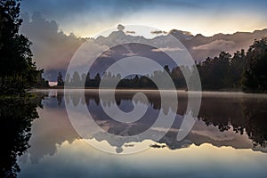 Lake Matheson. Locate near the Fox Glacier