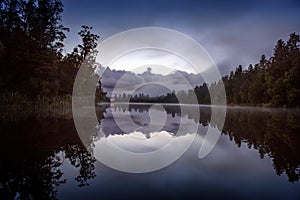 Lake Matheson. Locate near the Fox Glacier