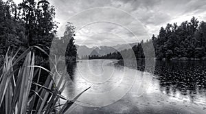 Lake Matheson in New Zealand Mountains