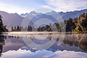Lake Matheson of  New zealand in summer