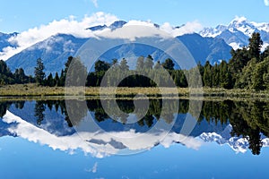 Lake Matheson with reflection of mountain