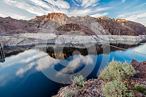 Lake Mead Mountain Lake Landscape In Nevada