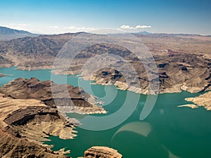 Lake Mead recreation area as seen from a helicopter