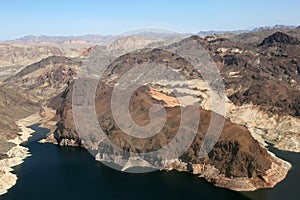 Lake Mead reservoir in the Grand Canyon with drought visible