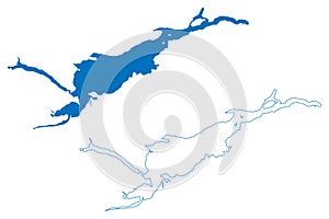 Lake Melville Canada, North America map vector illustration, scribble sketch Lake Winipigoos or Melville map