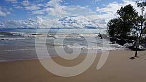 Lake Michigan Beach During a Wind Advisory