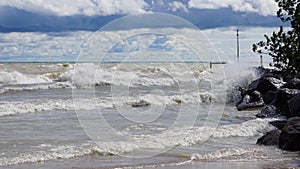 Lake Michigan Beach During a Wind Advisory