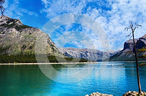 Lake Minnewanka in the Canadian Rockies of Banff National Park