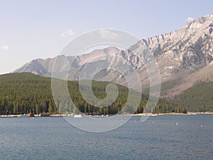 Lake Minnewanka in the Rocky Mountains in Canada