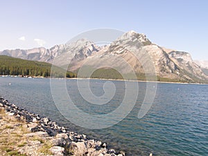 Lake Minnewanka in the Rocky Mountains in Canada