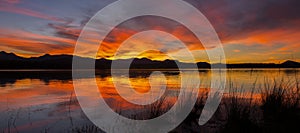 Lake Moogerah in Queensland with beautiful clouds at sunset.