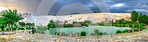 Lake and mountain in Pamukkale Village, Turkey photo