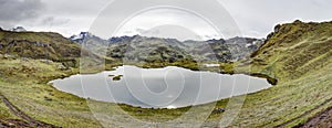 Lake and Mountain Panorama Landscape in the Andes, Peru