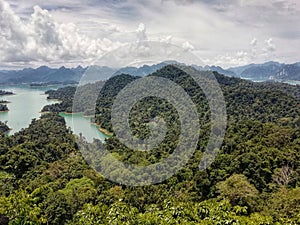 Lake and Mountain in Tropical Rainforest