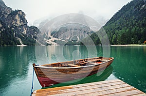 Lake in the mountain valley in the Italy.