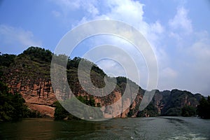 The lake and mountain views in Dajin lake park,Taining,Fujian,China