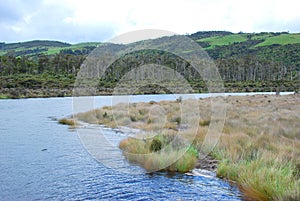 The lake and mountains