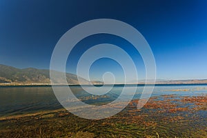 The lake and mountains