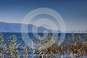 The lake and mountains