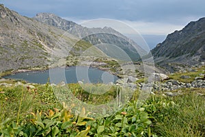 Lake in the mountains of the Barguzin ridge at Lake Baikal