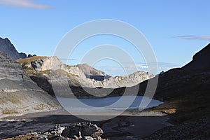 Lake in the mountains of canton of Wallis / Valais. Daubensee, Gemmi - Leukerbad