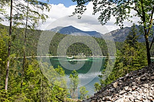 Lake with mountains at the european alps, Eibsee, Germany