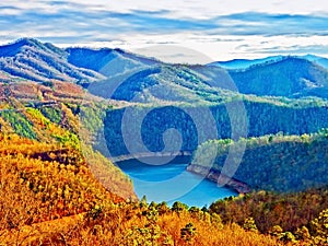 Lake and Mountains in the Evening