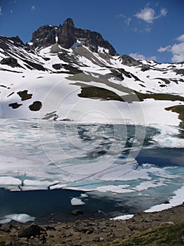 Lake and mountains in the French Alps