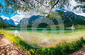 Lake between mountains. Italy. Alps