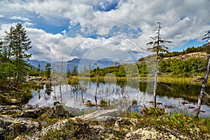 Lake in mountains. Kolyma