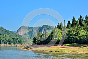 Lake and mountains in Taining, China