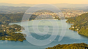 Lake and mountains at Worthersee Karnten Austria tourist spot