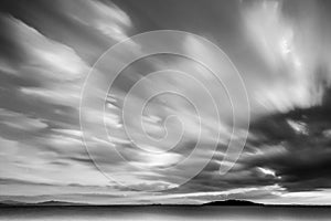 Lake and moving clouds