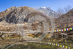 Lake in Muktinath. Himalaya mountains of Nepal